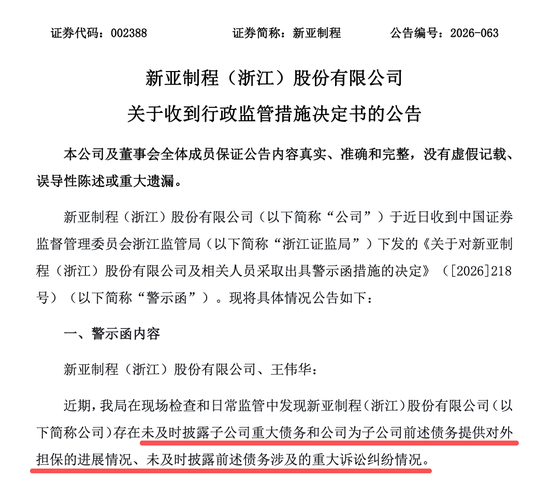 002388，涉信披违规，时任董事长王伟华担责！